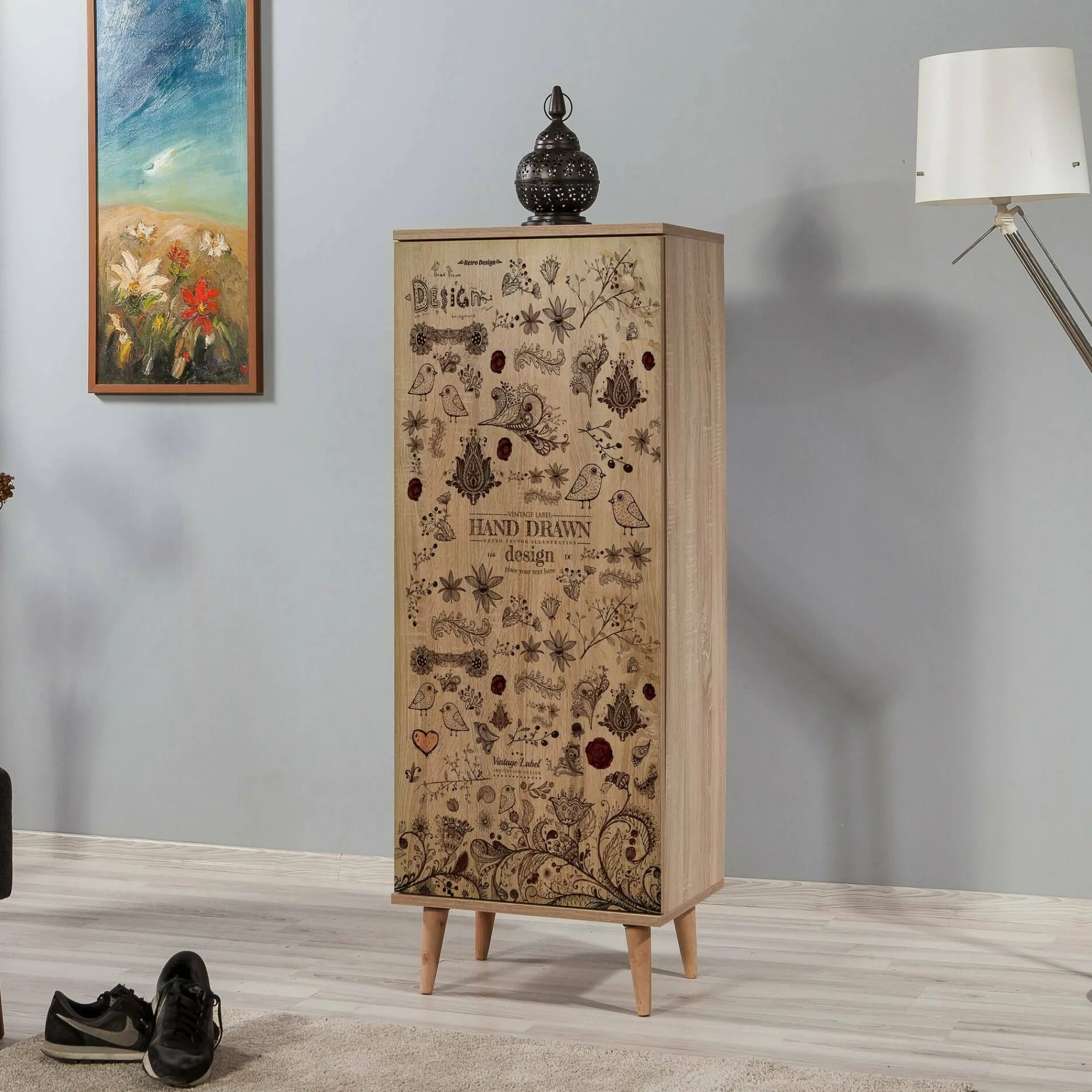 Scarpiera Dacrydium, 50x38 h135 cm, Quercia e Noce<Dmora Shop