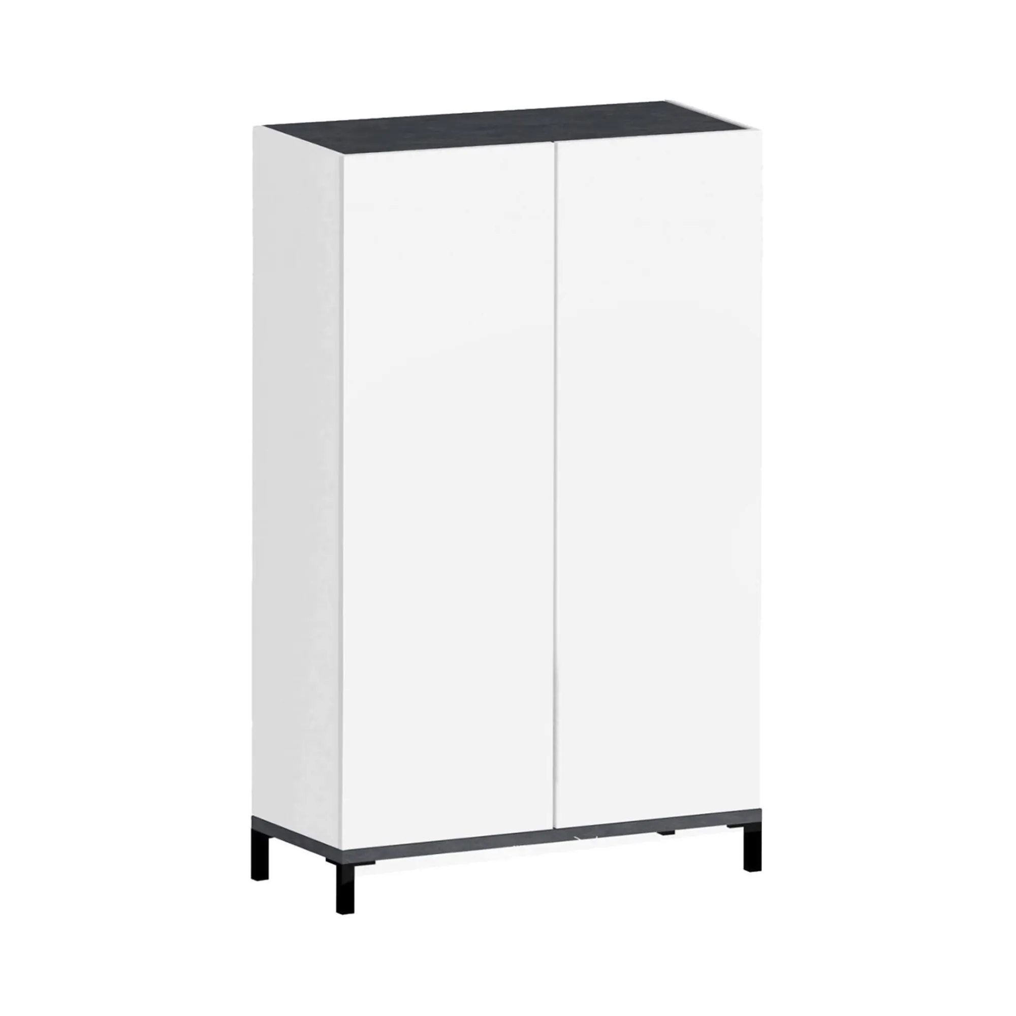Scarpiera Dbrenza, cm 90x40h147, Bianco lucido e Ardesia<Dmora Hot