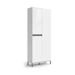 Scarpiera Dcalhanogl, 81x34h200 cm, Bianco lucido e Antracite<Dmora Discount