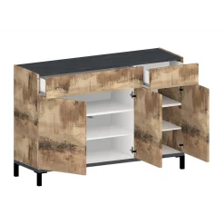 Scarpiera Dcamar, cm 120x40h80, Ardesia e Acero<Dmora Fashion