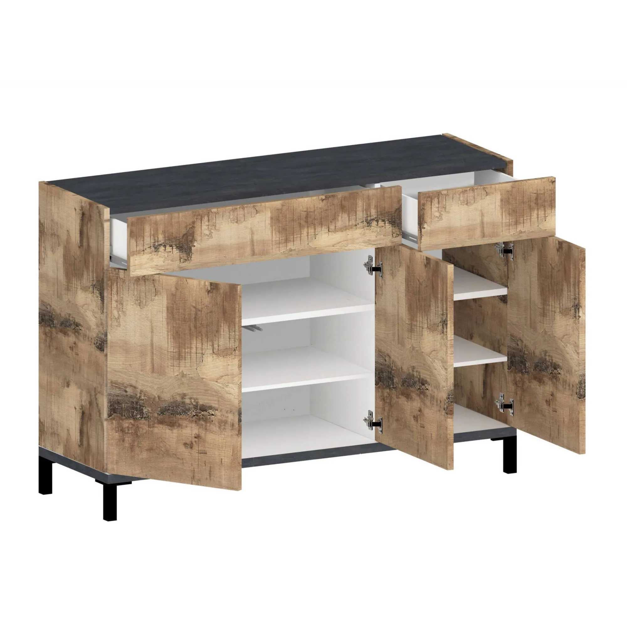 Scarpiera Dcamar, cm 120x40h80, Ardesia e Acero<Dmora Fashion