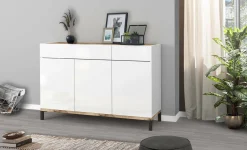 Scarpiera Dcamar, cm 120x40h80, Bianco lucido e Acero<Dmora Best