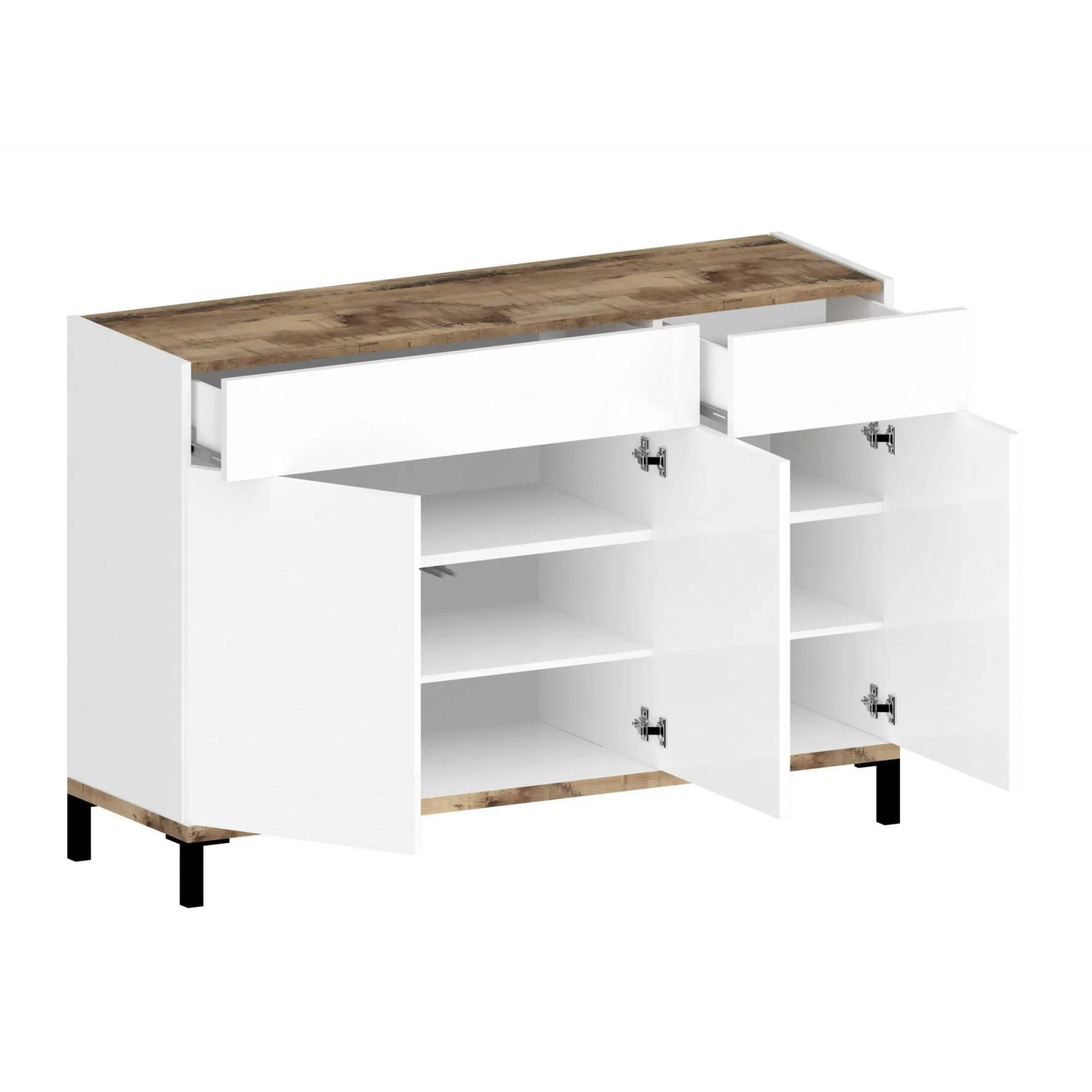 Scarpiera Dcamar, cm 120x40h80, Bianco lucido e Acero<Dmora Best