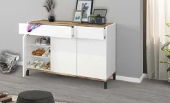 Scarpiera Dcamar, cm 120x40h80, Bianco lucido e Acero<Dmora Best