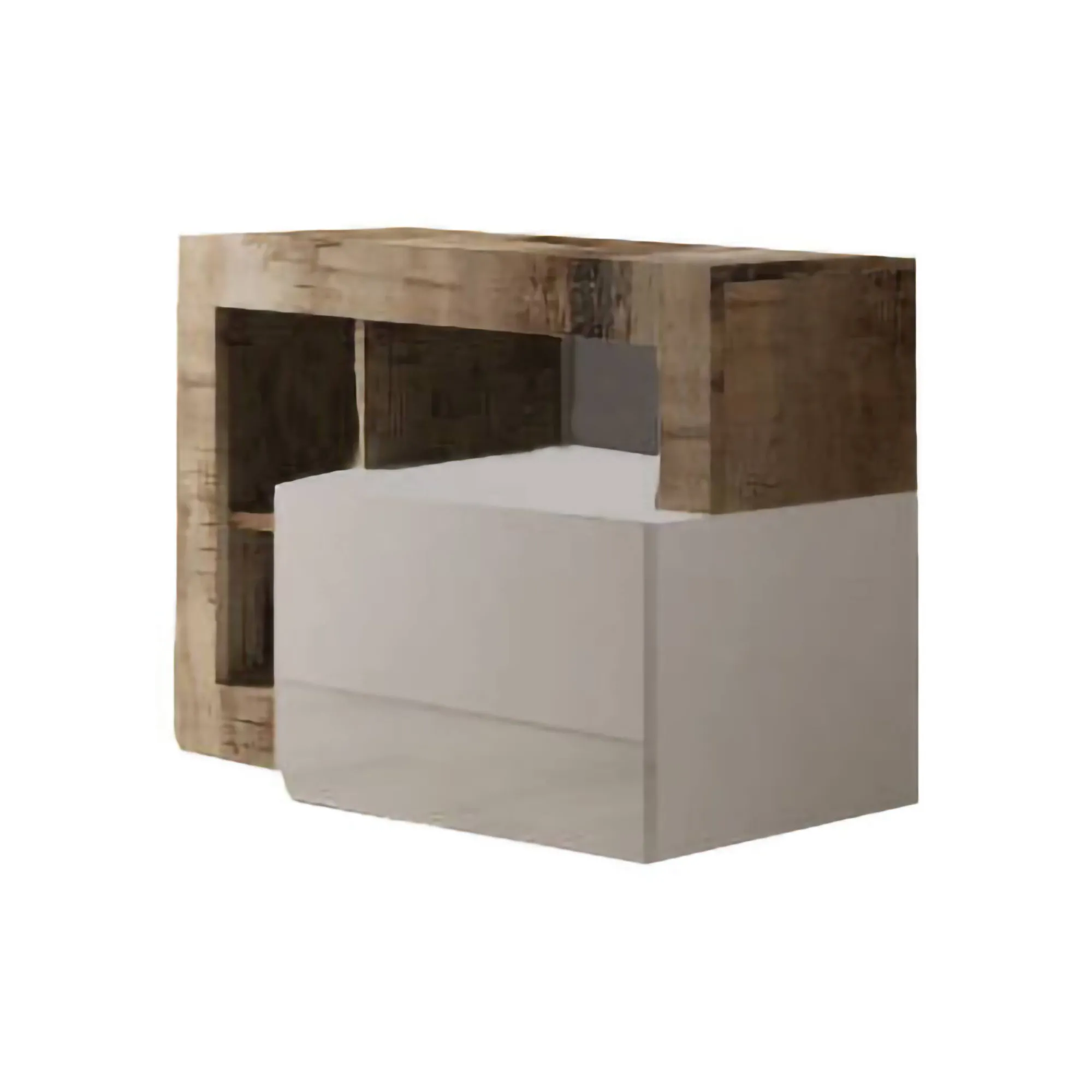 Scarpiera Ddewinte, 91x35 h58 cm, Bianco lucido e Acacia<Dmora Fashion