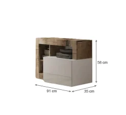 Scarpiera Ddewinte, 91x35 h58 cm, Bianco lucido e Acacia<Dmora Fashion