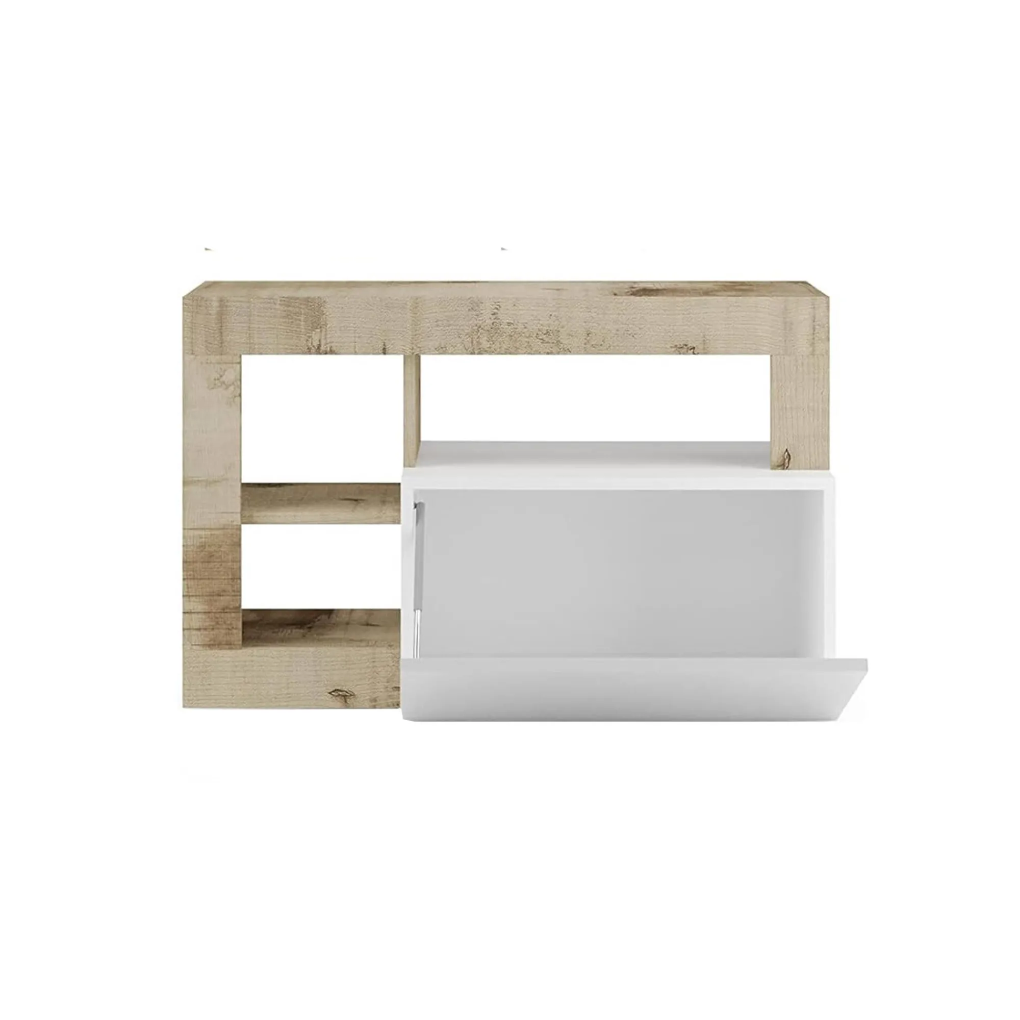 Scarpiera Ddewinte, 91x35 h58 cm, Bianco lucido e Acacia<Dmora Fashion