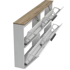 Scarpiera Dfurlanett, 160x19h80 cm, Bianco lucido e Rovere<Dmora Flash Sale