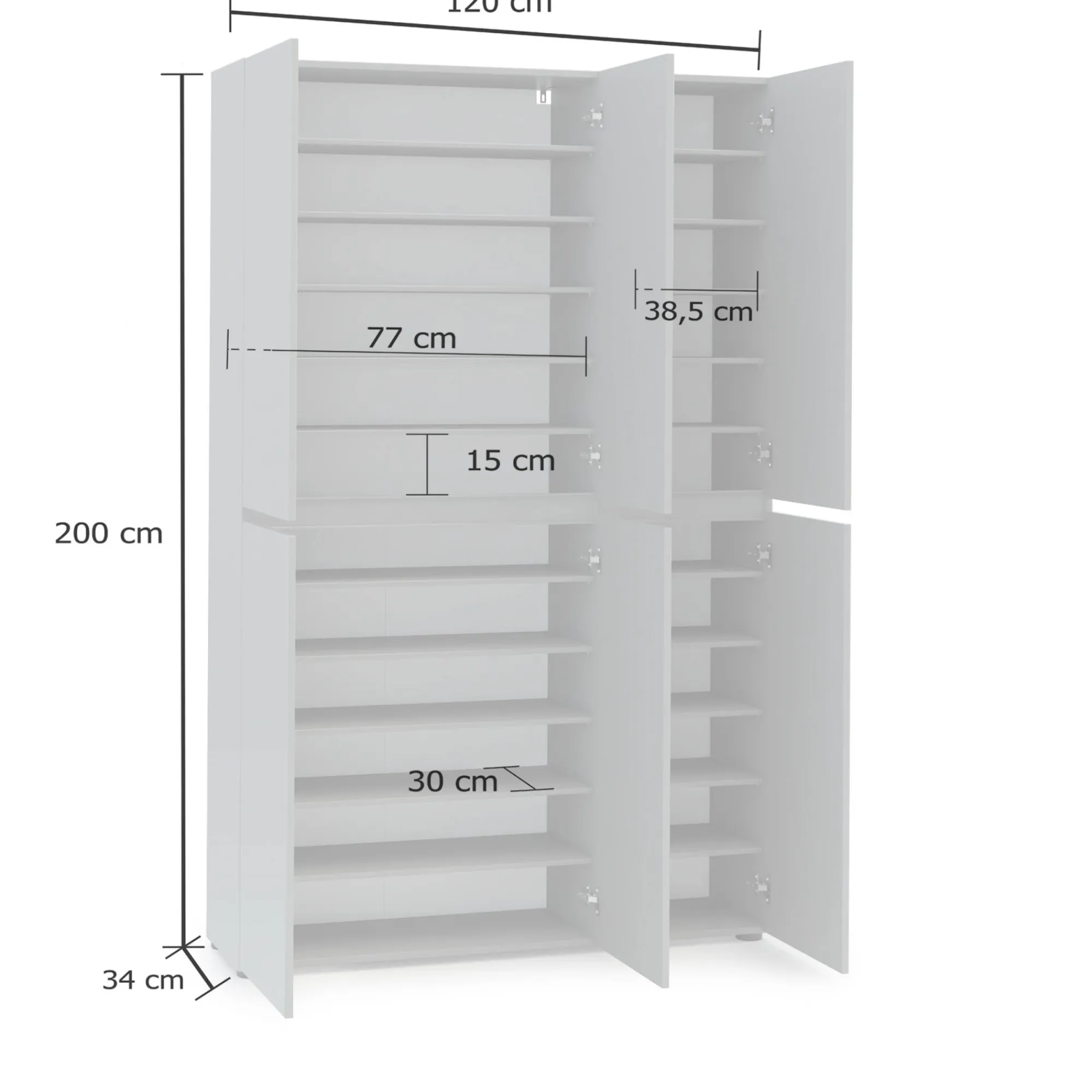 Scarpiera Diva, 122x34h200 cm,<Dmora Clearance