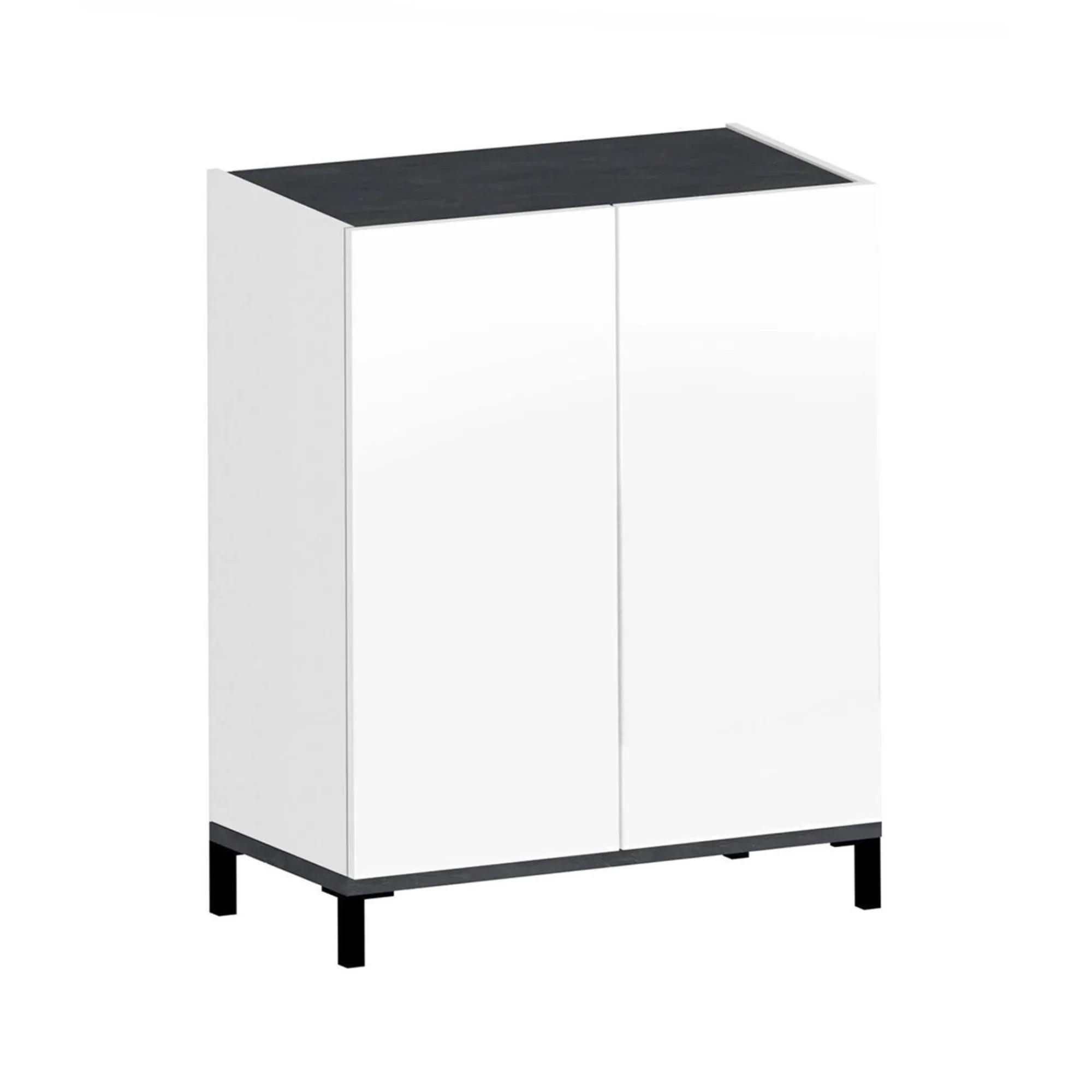 Scarpiera Dlanin, cm 90x40h102, Bianco lucido e Ardesia<Dmora Cheap