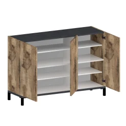 Scarpiera Dlopret, cm 120x40h80, Ardesia e Acero<Dmora Online