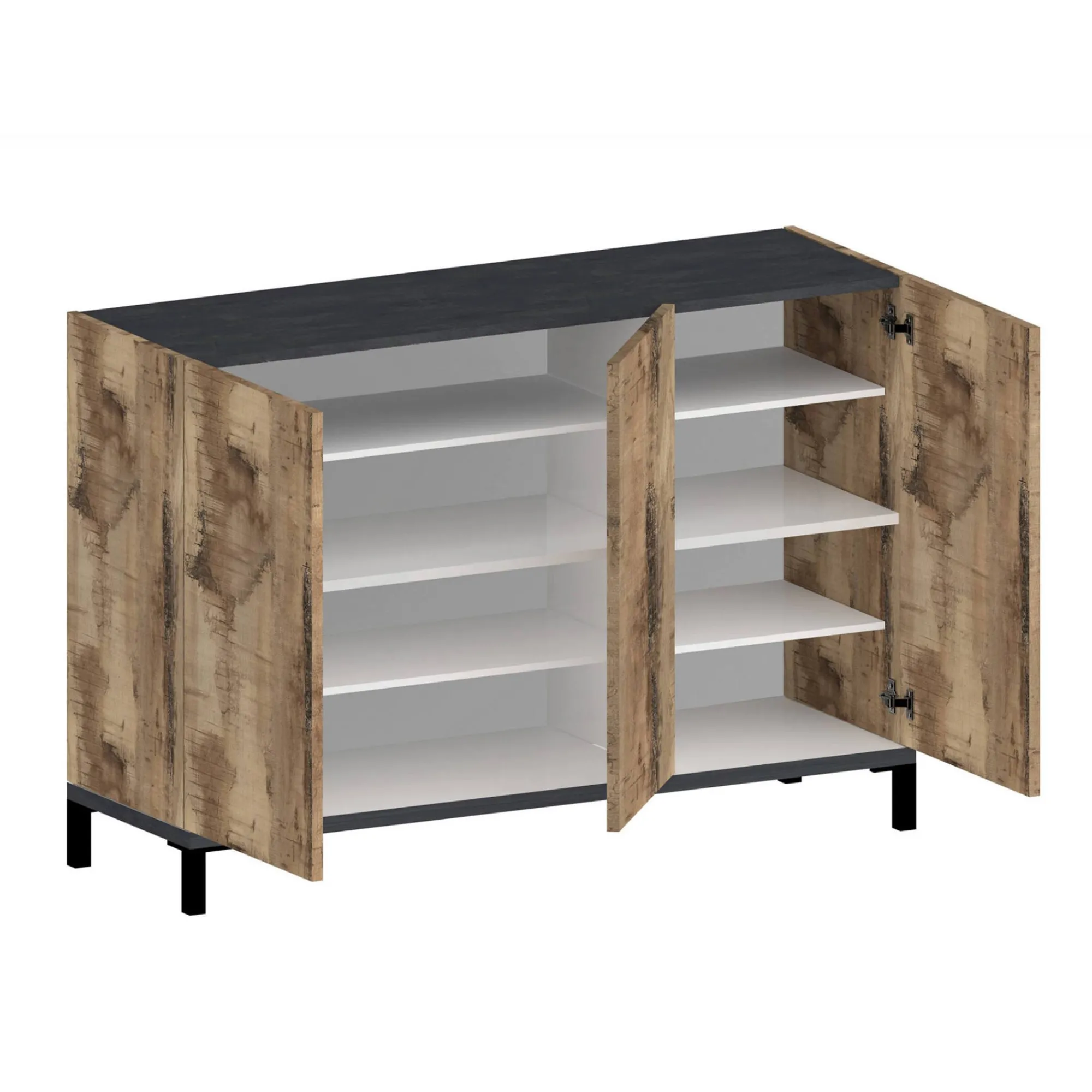 Scarpiera Dlopret, cm 120x40h80, Ardesia e Acero<Dmora Online