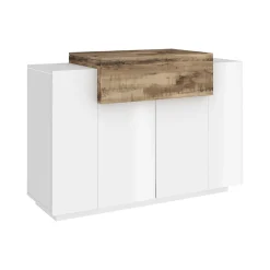 Scarpiera Dlucc, cm 120x45h86, Bianco lucido e Acero<Dmora Online