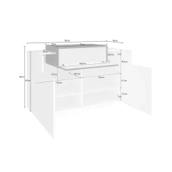 Scarpiera Dlucc, cm 120x45h86, Bianco lucido e Ardesia<Dmora Best Sale