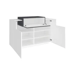 Scarpiera Dlucc, cm 120x45h86, Bianco lucido e Ardesia<Dmora Best Sale