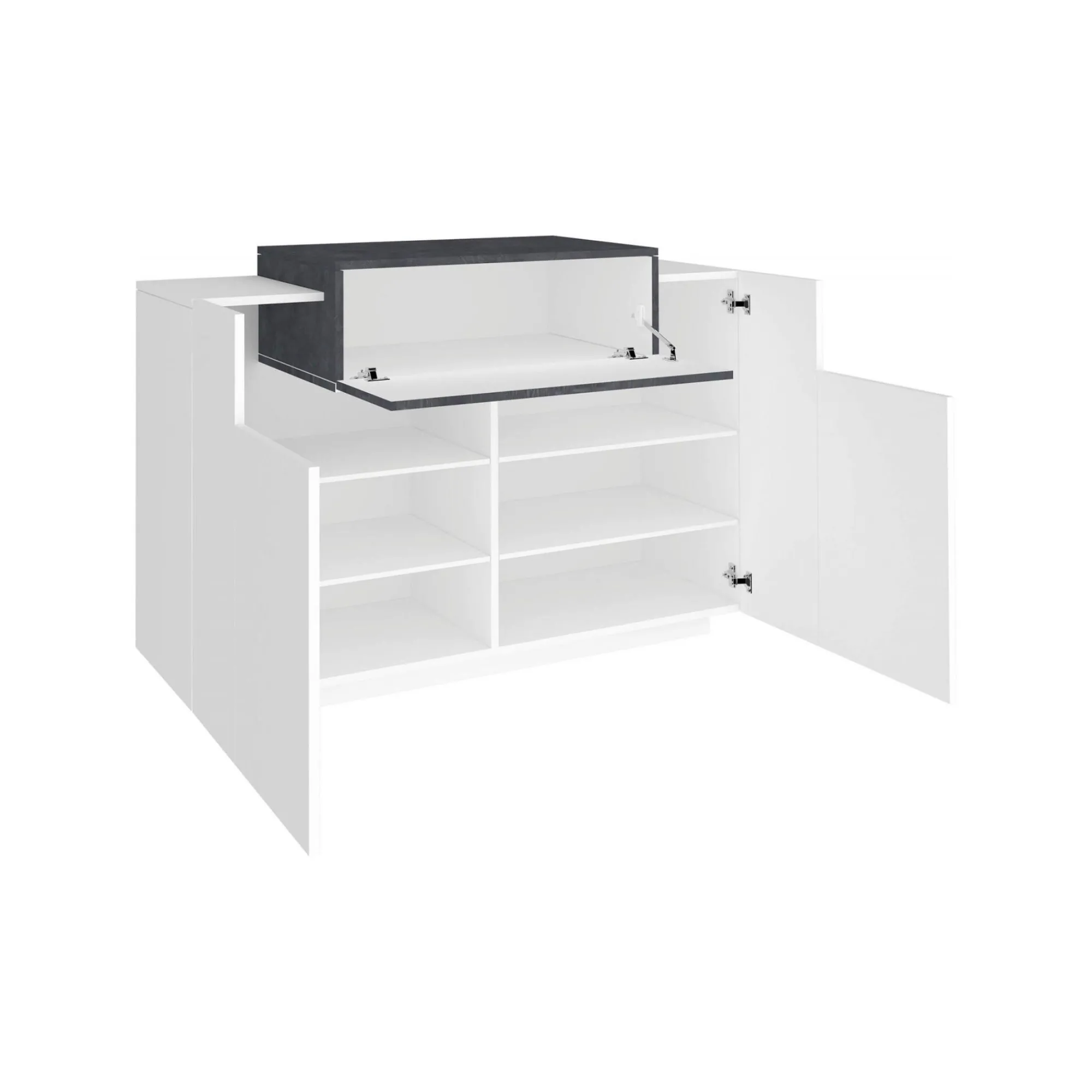 Scarpiera Dlucc, cm 120x45h86, Bianco lucido e Ardesia<Dmora Best Sale