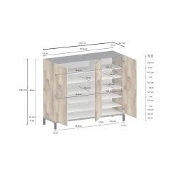 Scarpiera Dmas, cm 135x40h102, Ardesia e Acero<Dmora Online