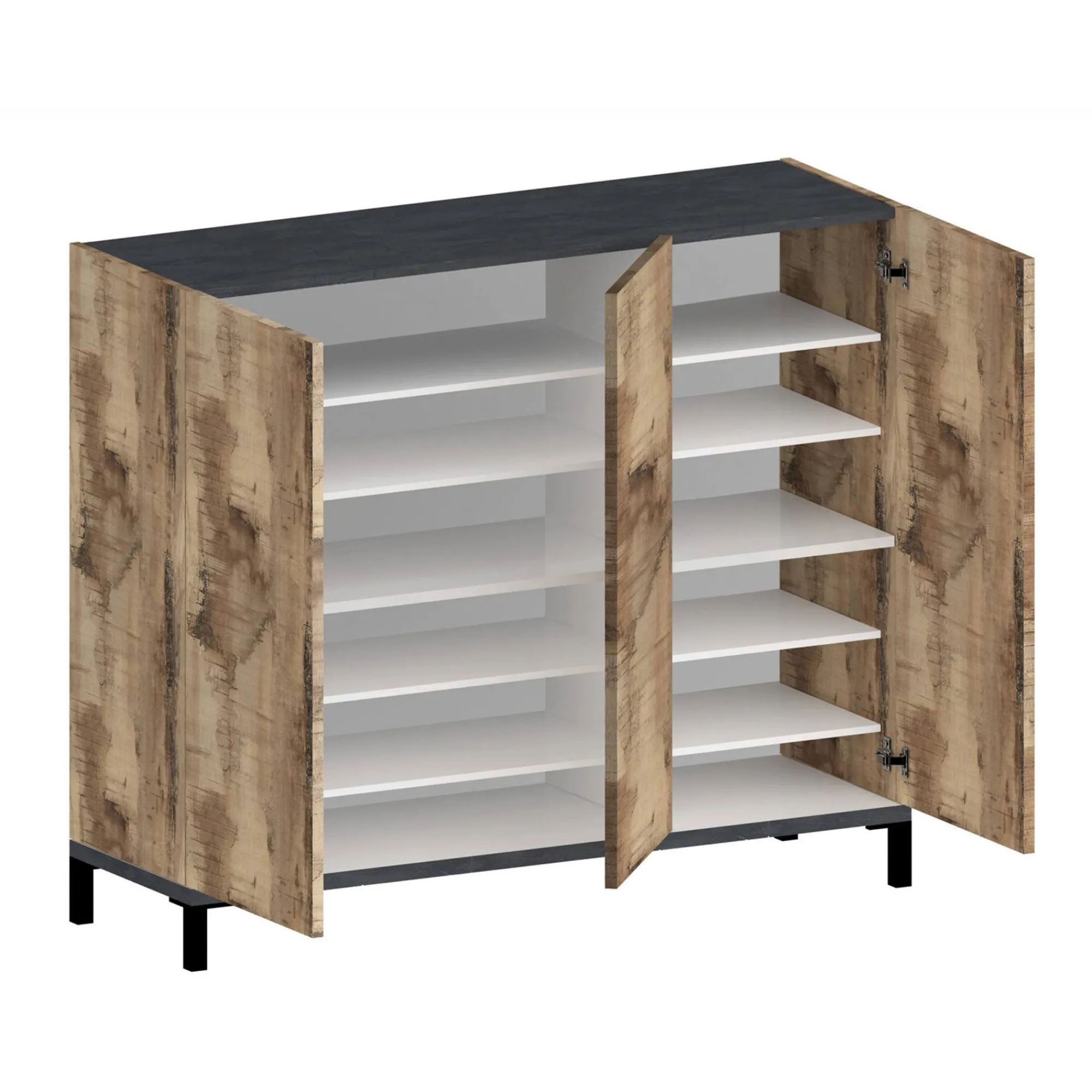 Scarpiera Dmas, cm 135x40h102, Ardesia e Acero<Dmora Online