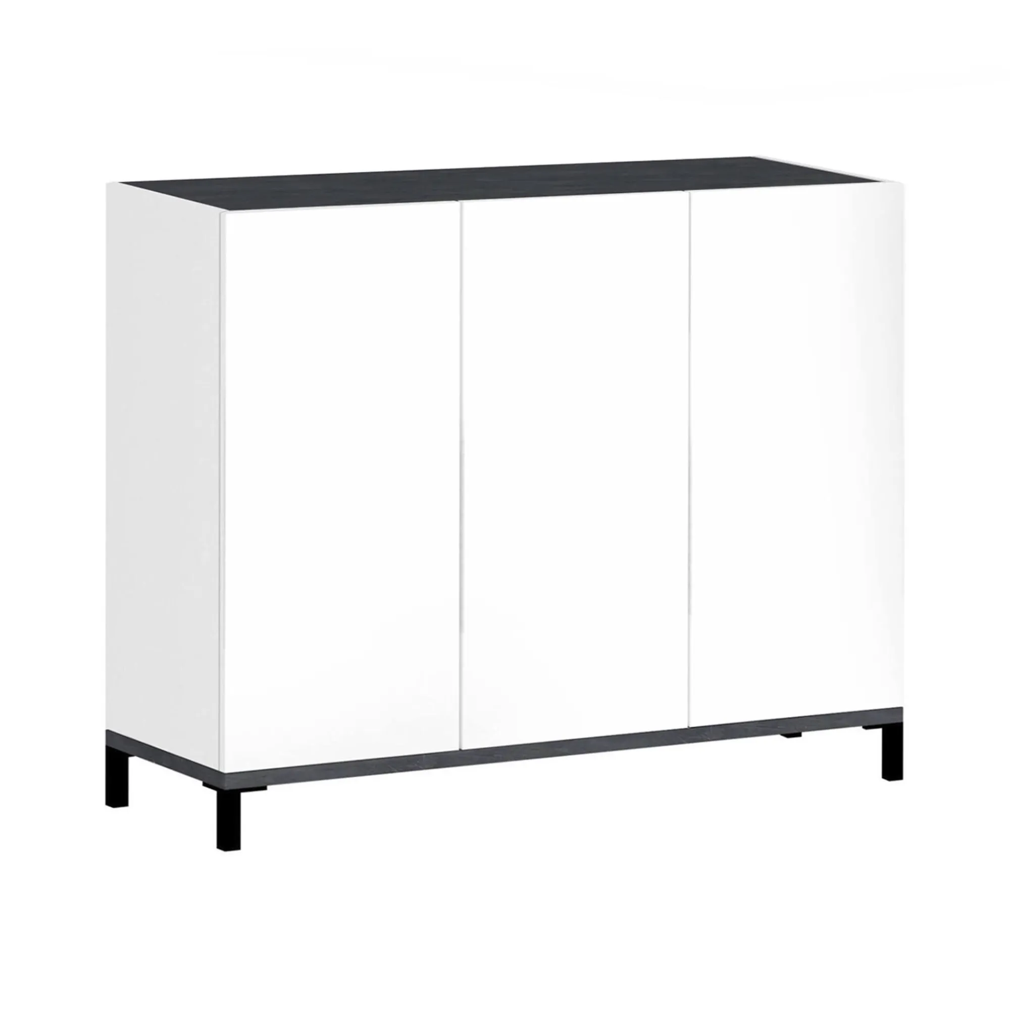Scarpiera Dmas, cm 135x40h102, Bianco lucido e Ardesia<Dmora Clearance
