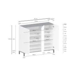 Scarpiera Dmas, cm 135x40h102, Bianco lucido e Ardesia<Dmora Clearance