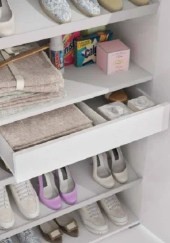 Scarpiera Dminiat, 72x37h195 cm, Bianco e Cemento<Dmora Shop