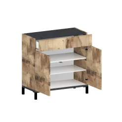 Scarpiera Dmirra, cm 80x40h80, Ardesia e Acero<Dmora Discount