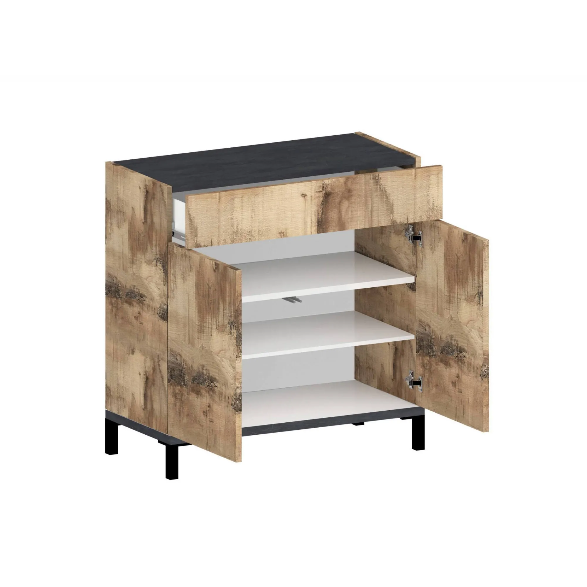 Scarpiera Dmirra, cm 80x40h80, Ardesia e Acero<Dmora Discount