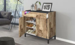 Scarpiera Dmirra, cm 80x40h80, Ardesia e Acero<Dmora Discount