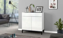 Scarpiera Dmirra, cm 80x40h80, Bianco lucido e Ardesia<Dmora Best