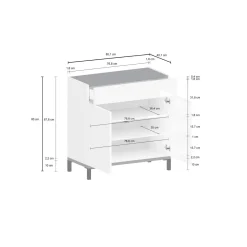 Scarpiera Dmirra, cm 80x40h80, Bianco lucido e Ardesia<Dmora Best