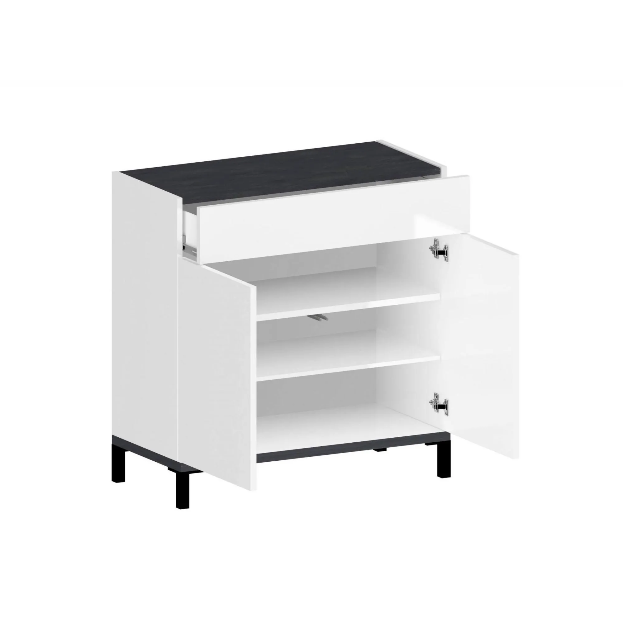 Scarpiera Dmirra, cm 80x40h80, Bianco lucido e Ardesia<Dmora Best