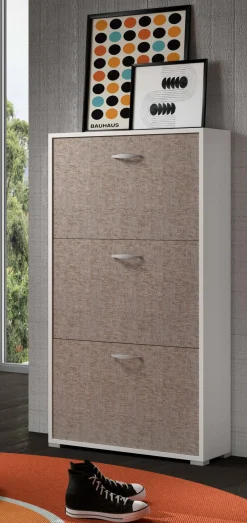Scarpiera Dpugnal, 73x25h120 cm, Bianco e Marrone<Dmora Sale
