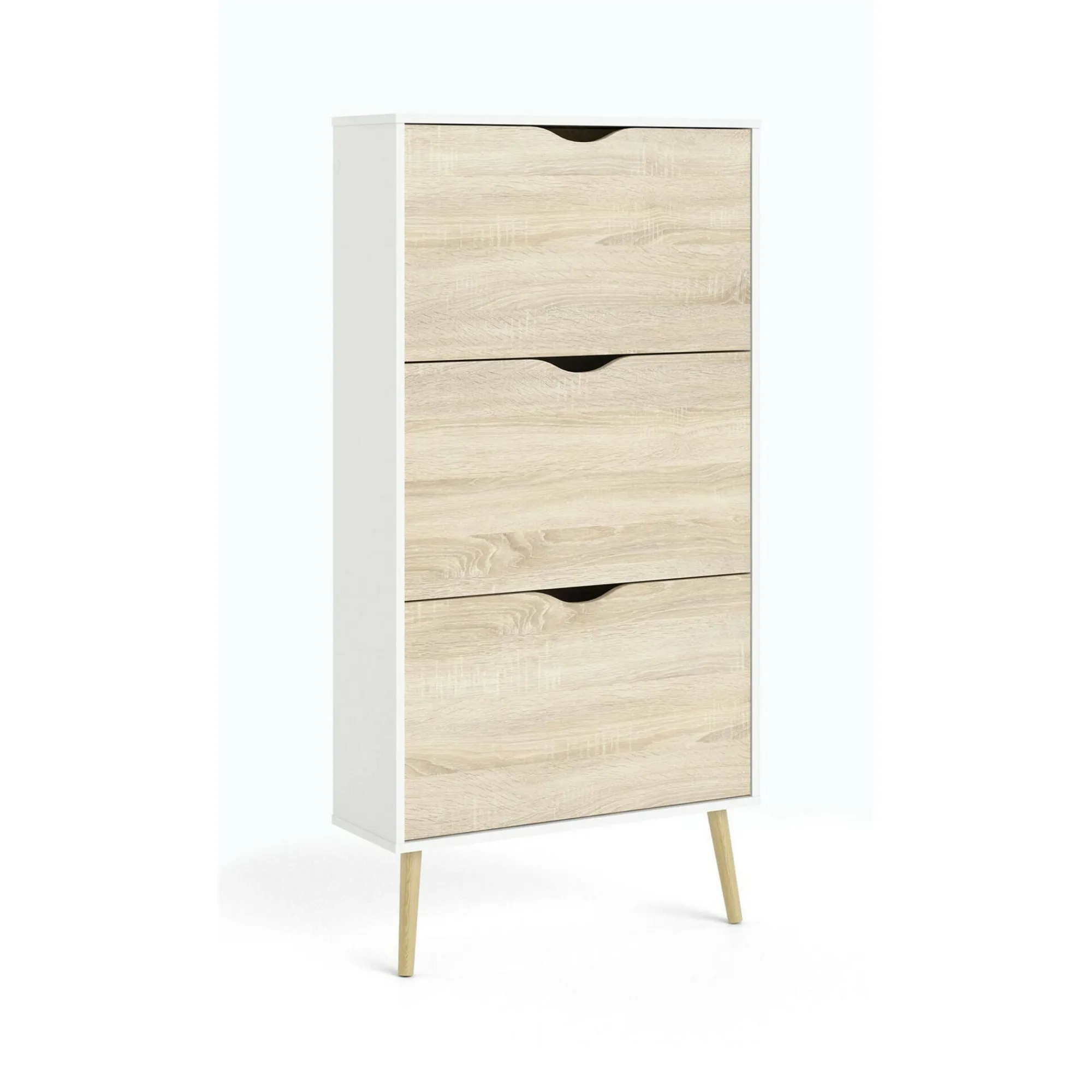 Scarpiera Dtonin, 70x24 h139 cm, Bianco e Quercia<Dmora Best Sale