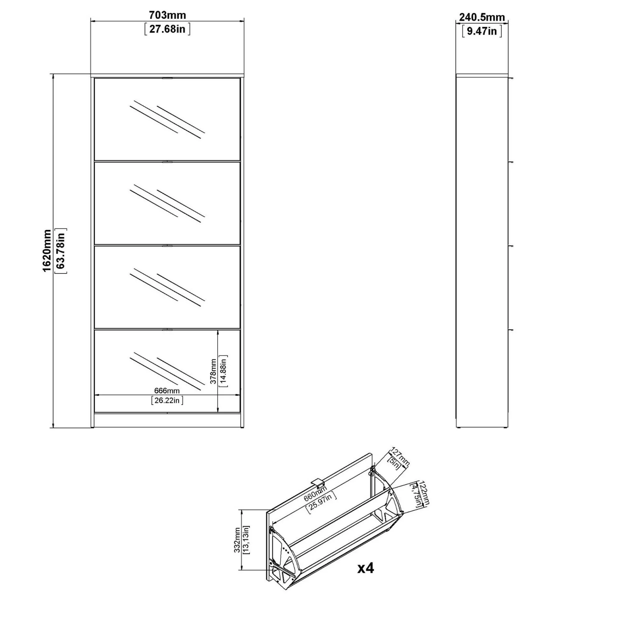 Scarpiera Dtordin, 70x24 h162 cm,<Dmora Cheap