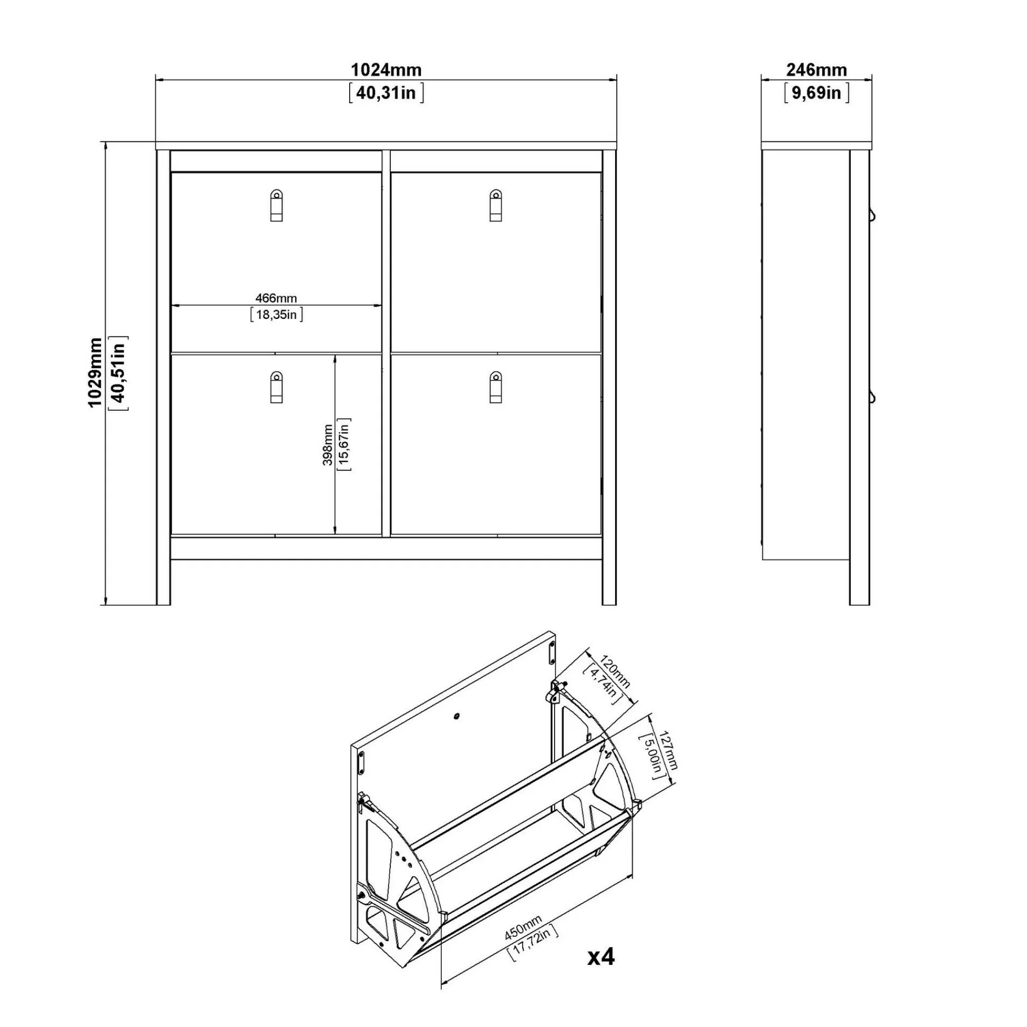 Scarpiera Dtortell, 25x103 h103 cm,<Dmora Shop
