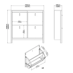 Scarpiera Dtortell, 25x103 h103 cm,<Dmora Cheap