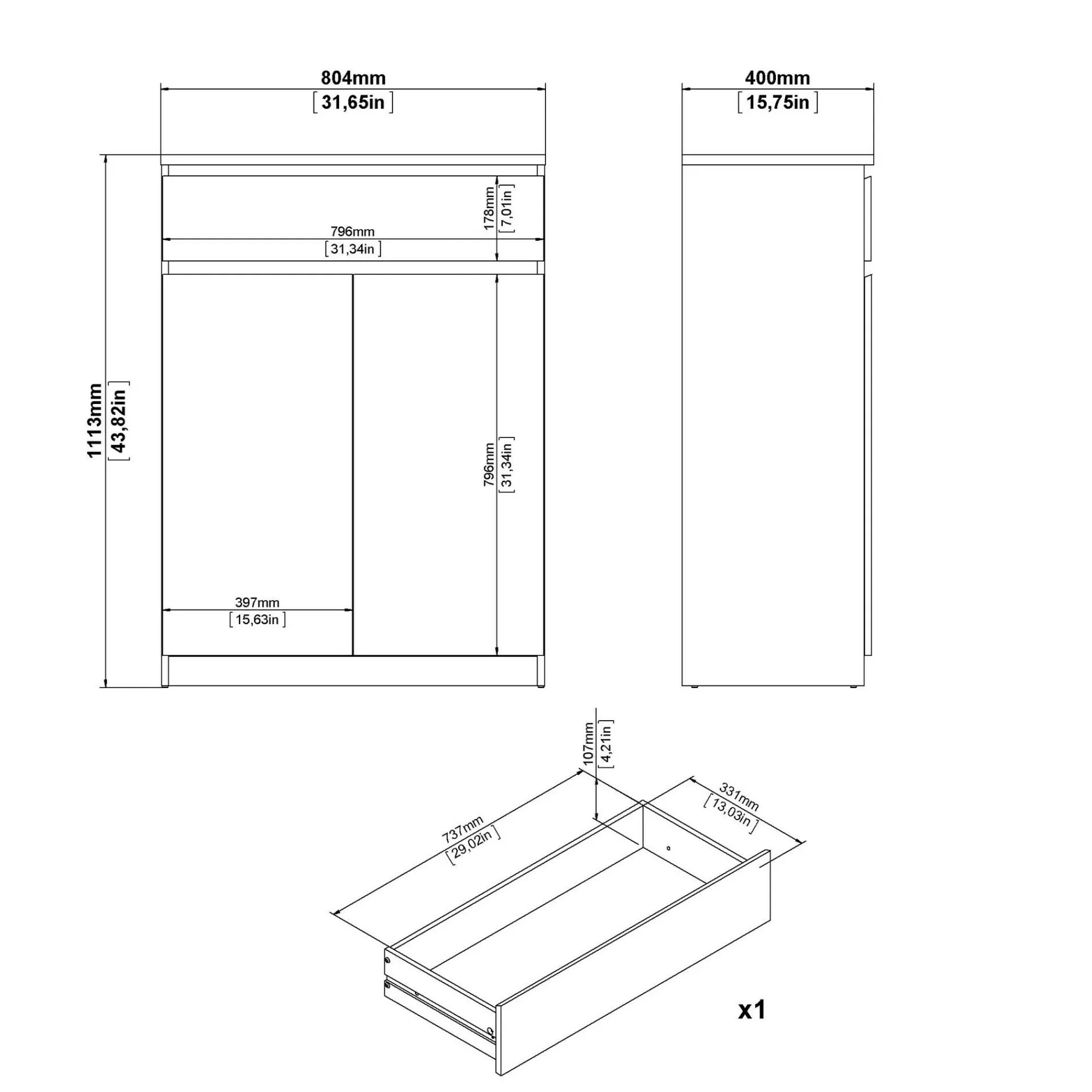 Scarpiera Dtravers, 40x80 h111 cm, Rovere e Bianco<Dmora Discount