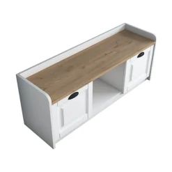 Scarpiera Egay, 120x40 h45 cm, Bianco e Noce<Dmora Best Sale