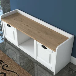Scarpiera Egay, 120x40 h45 cm, Bianco e Noce<Dmora Best Sale