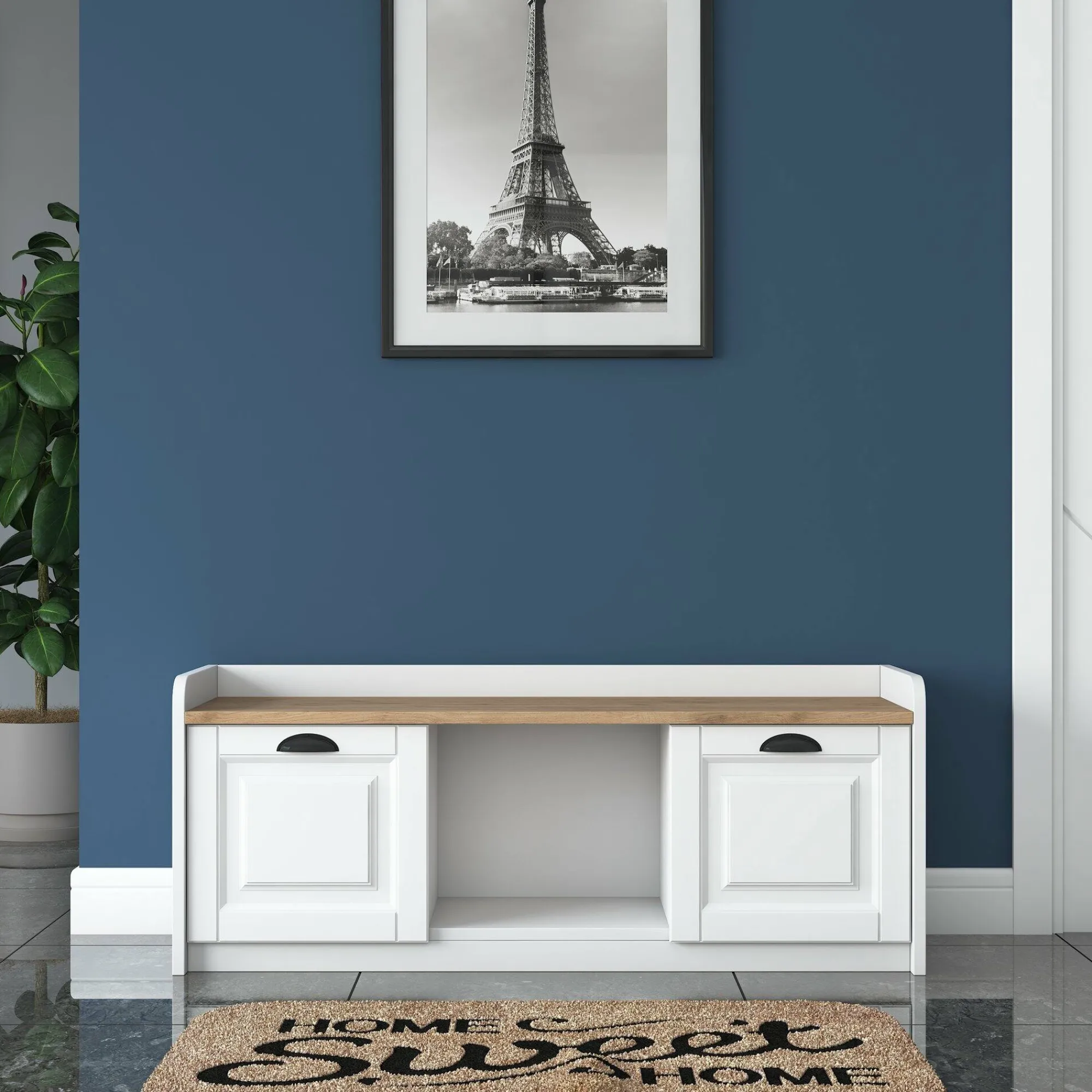 Scarpiera Egay, 120x40 h45 cm, Bianco e Noce<Dmora Best Sale