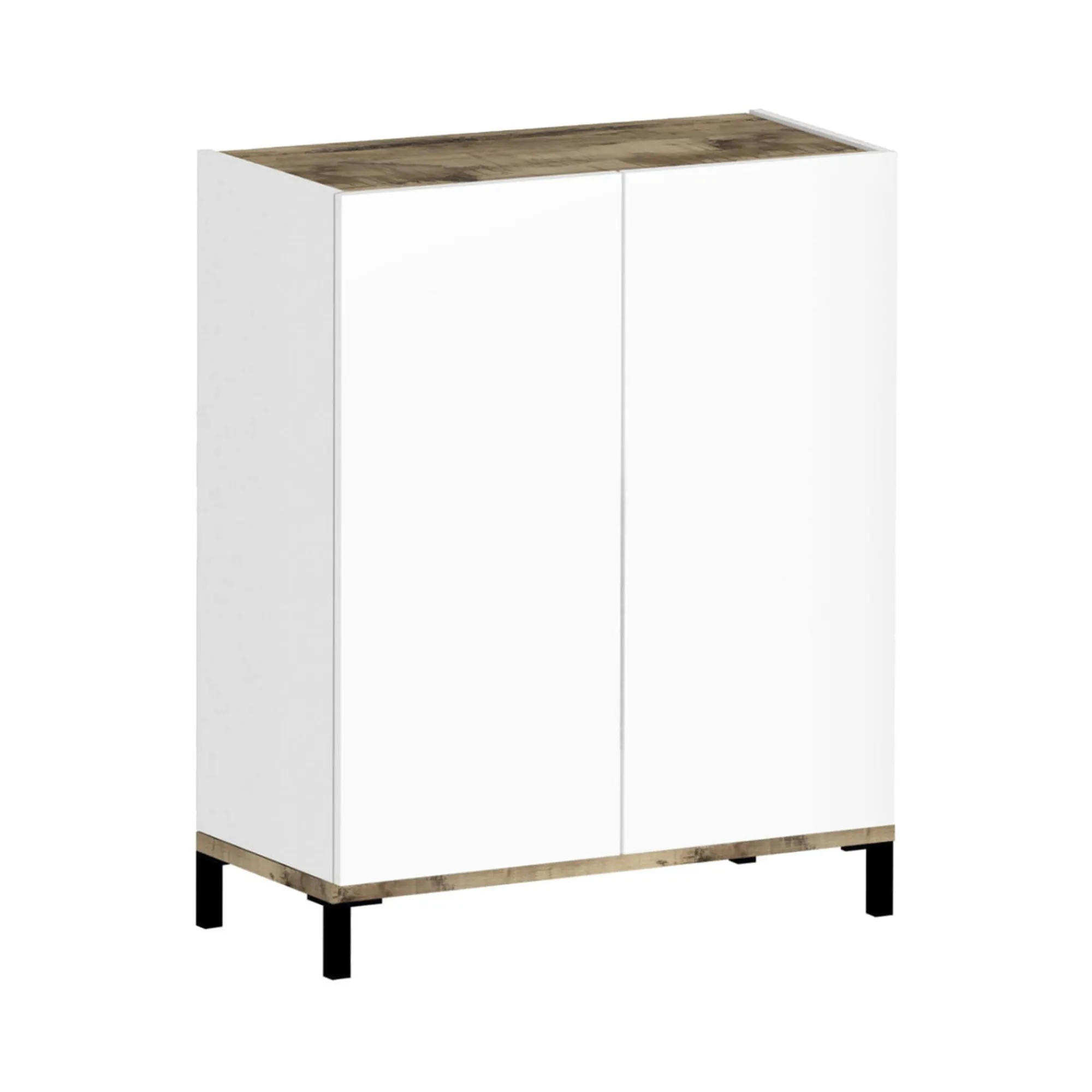 Scarpiera Ferdinanda, cm 90x40h102, Bianco lucido e Acero<Dmora Best Sale