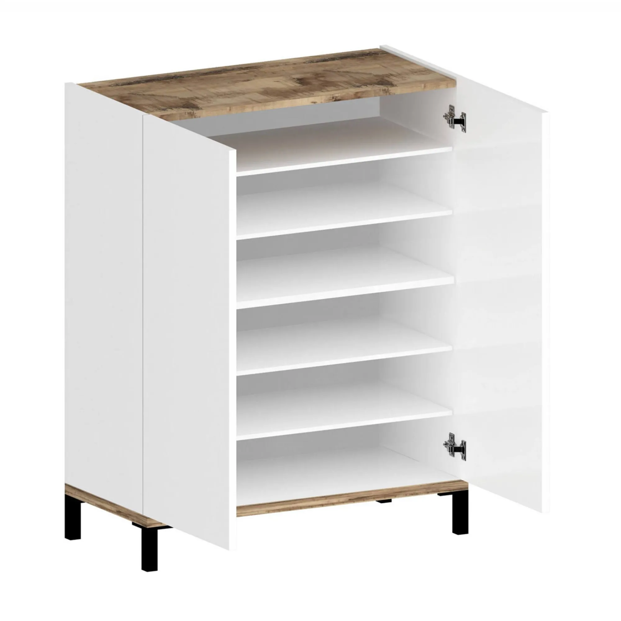 Scarpiera Ferdinanda, cm 90x40h102, Bianco lucido e Acero<Dmora Best Sale