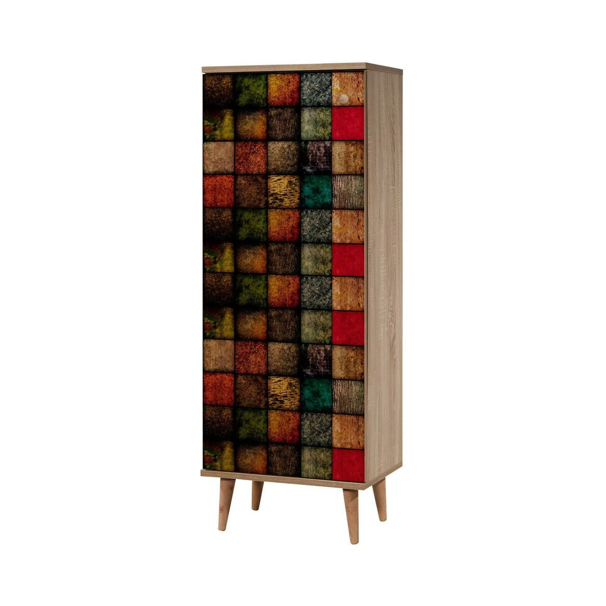 Scarpiera Giadeite, 50x38h135 cm, Quercia e Multicolore<Dmora Sale