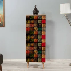 Scarpiera Giadeite, 50x38h135 cm, Quercia e Multicolore<Dmora Sale