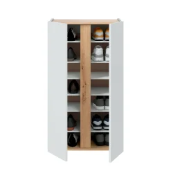 Scarpiera Gotto, 57x35 h102 cm, Bianco e Rovere Nodi<Dmora Cheap