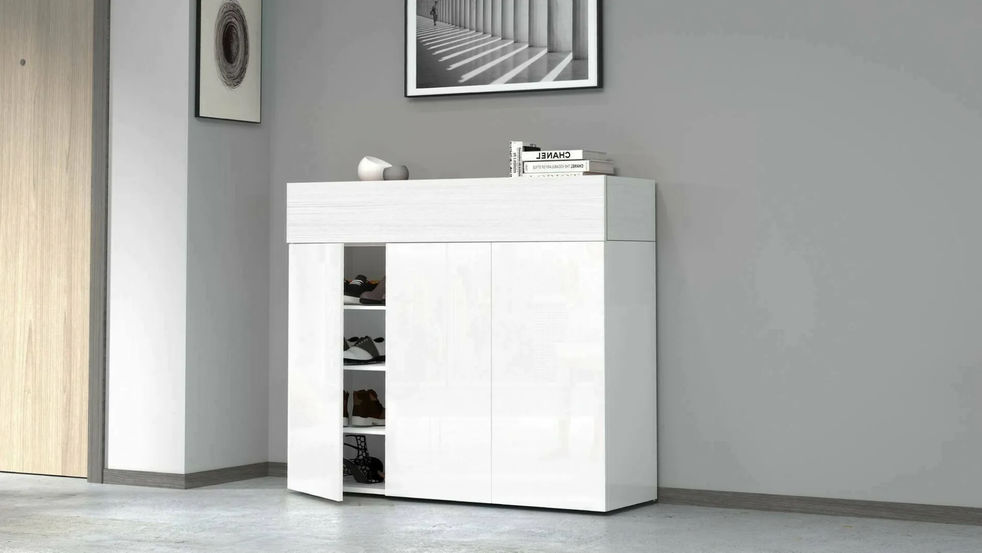 Scarpiera Griselda, 114x38h100 cm, effetto larice<Dmora Flash Sale