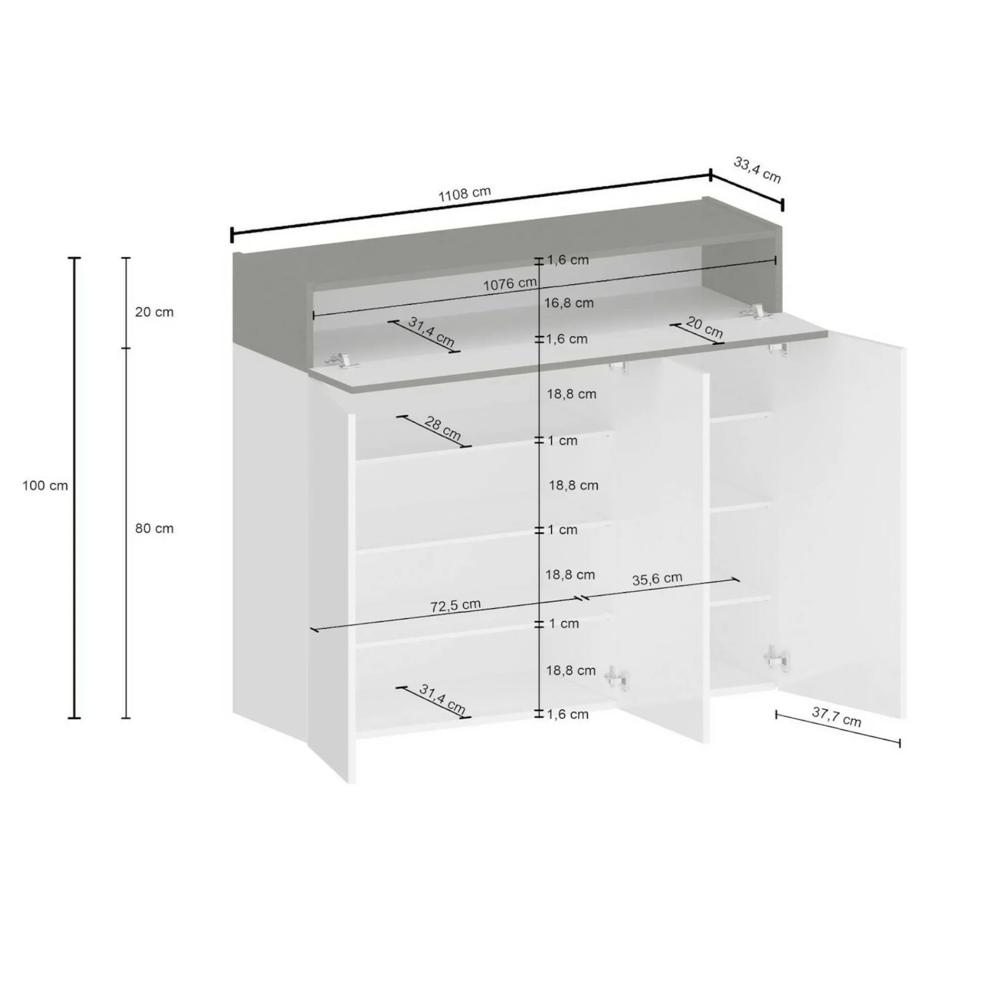 Scarpiera Griselda, 114x38h100 cm, effetto larice<Dmora Flash Sale