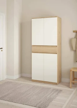 Scarpiera Jangmi, 40x80 h192 cm, Rovere e Bianco<Dmora Discount