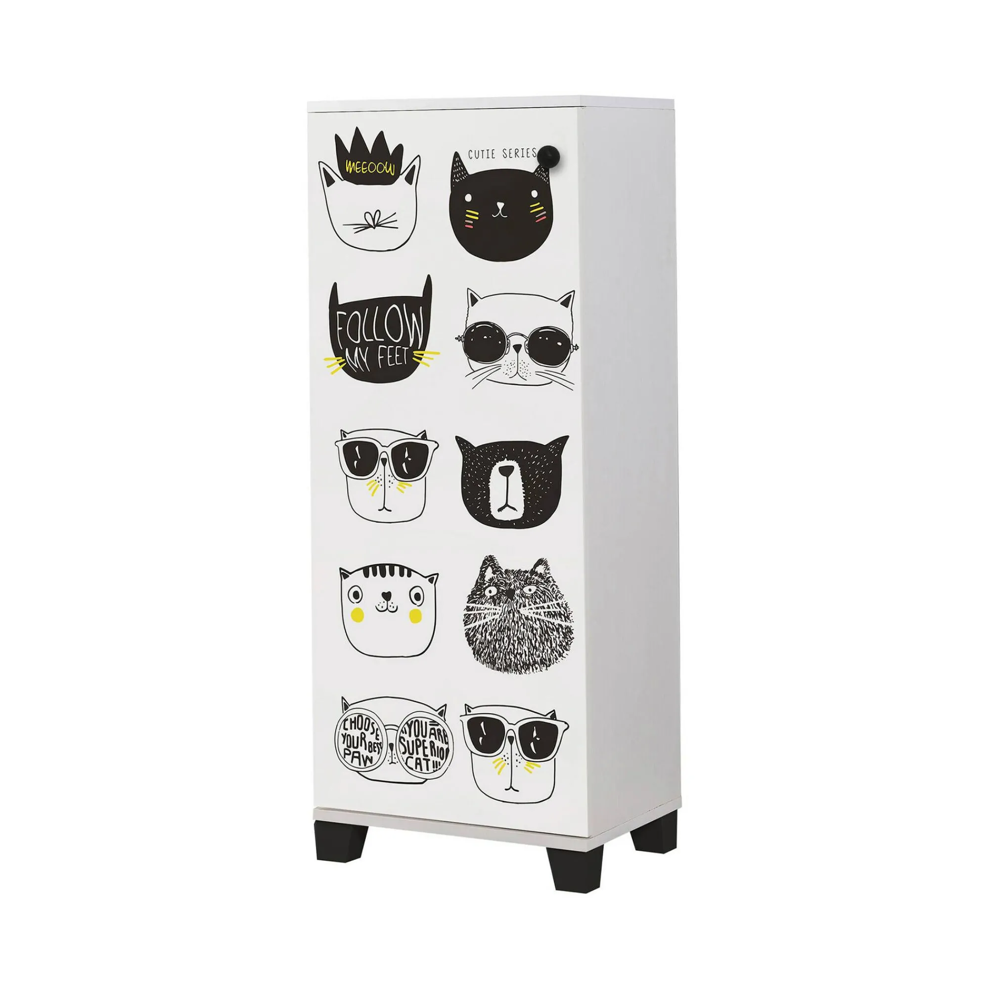 Scarpiera Kika, 50x38 h127 cm, Bianco e Nero<Dmora Outlet