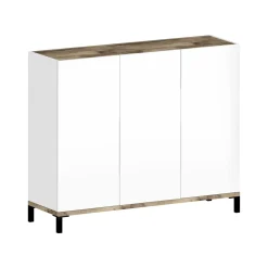 Scarpiera Lorelei, cm 135x40h102, Bianco lucido e Acero<Dmora Hot